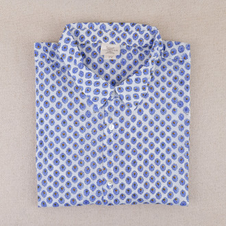 Provencal shirt with blue calissons motif