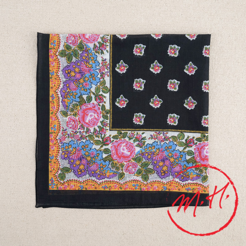 Souleiado pink and black Provencal scarf
