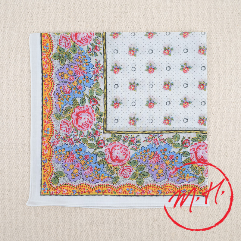 Foulard provençal blanc et rose