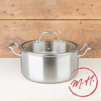 Faitout Triply Inox 24 cm avec couvercle en verre