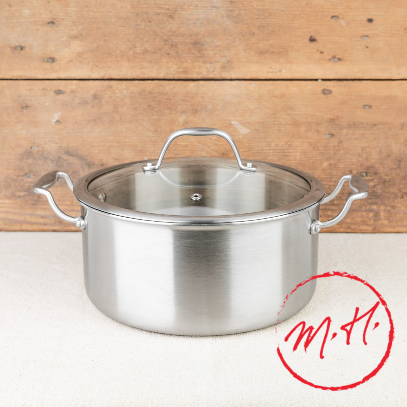 Faitout Triply Inox 24 cm avec couvercle en verre