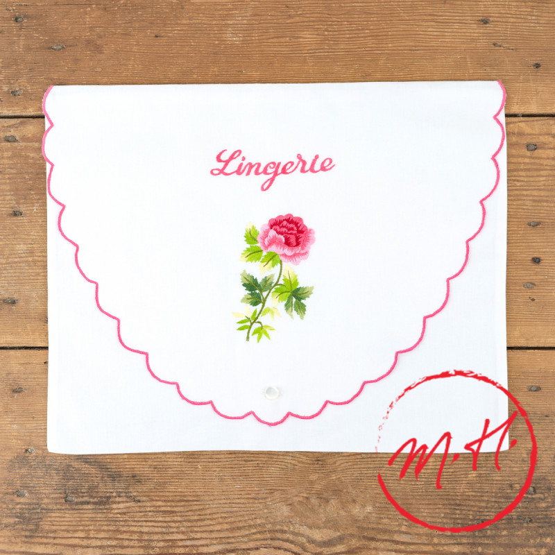 Lingerie Pink embroidered clutch bag