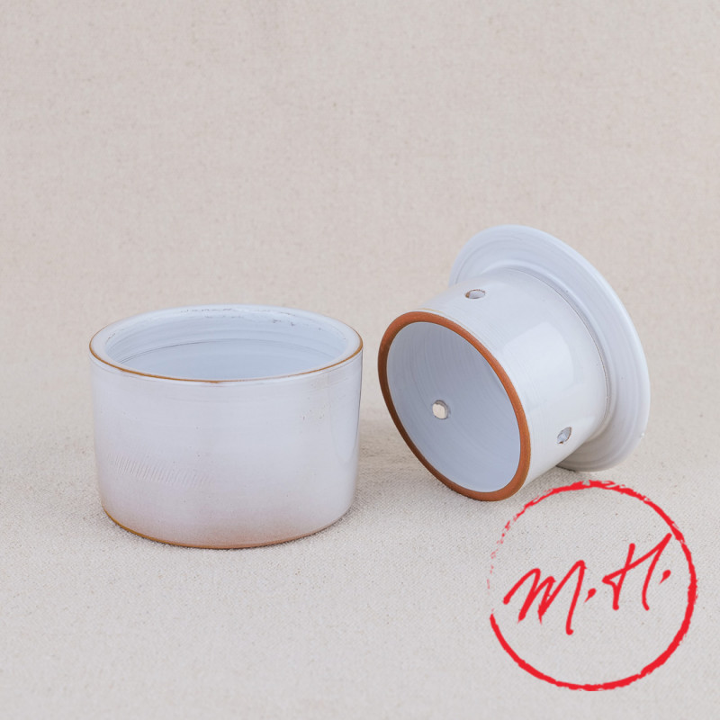200ml white glazed stoneware water butter dish