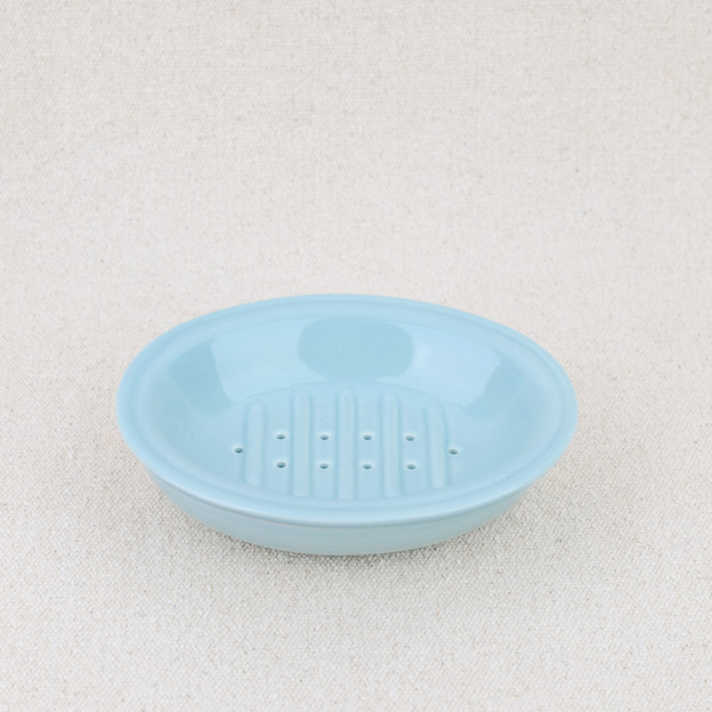 Blue ceramic soap dish