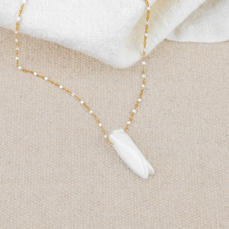 Collier cigale céramique blanche