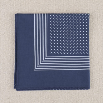 Blue work scarf with white polka dots