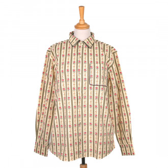 Chemise kaki à fleurs anciennes