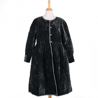 Manteau long réversible en velours noir