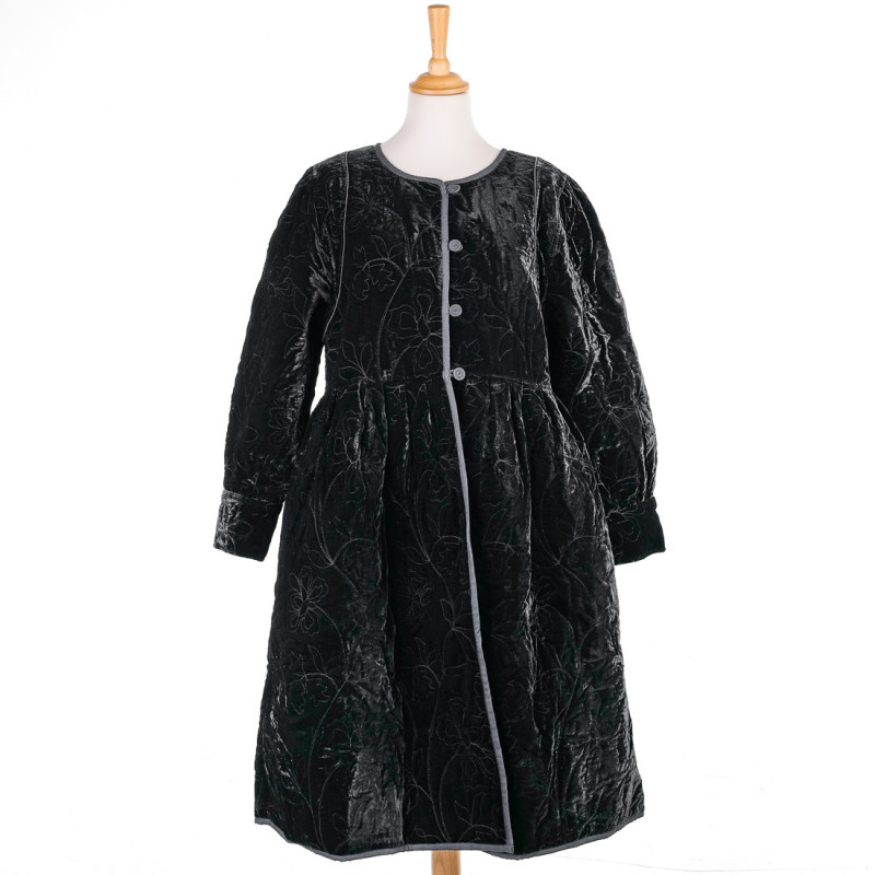 Manteau long réversible en velours noir