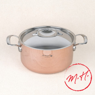 Copper casserole with lid prima matera induction ø 24cm