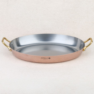 Oval dish inocuivre brass handles 36 cm