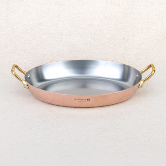 Oval dish inocuivre brass handles 32 cm