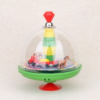Musical globe spinning top farm