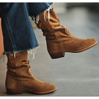 Bottes Gardianes en daim souple havane