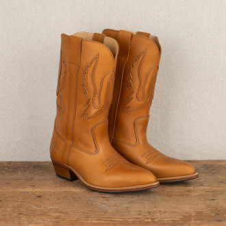 Pair of brown leather Santiag