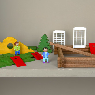wooden chalet building set