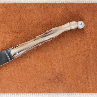 Laguiole stainless steel knife with horn pigeon wing handle