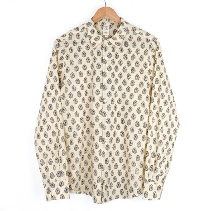 Provençal shirt with beige hawthorn motif