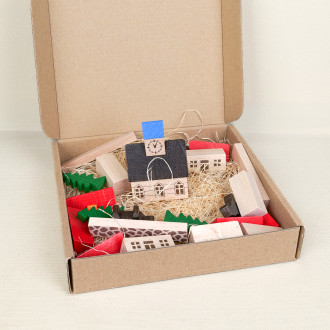 23-piece wooden village