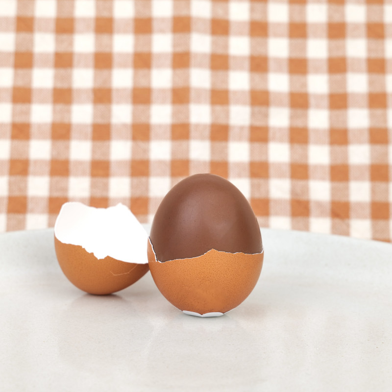 Real chocolate egg in shell