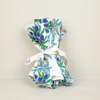 Lot de 6 serviettes de table provençales bouquet d'olives