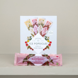 Organic raspberry water ice tubes