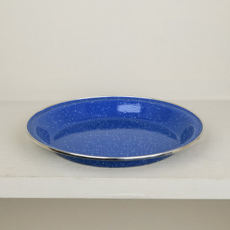 Assiette de camping émail bleu
