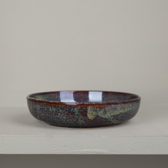 Brown stoneware soup bowl