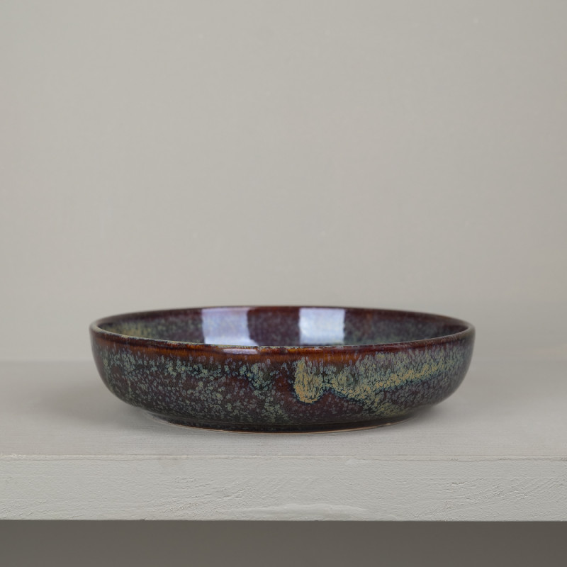 Brown stoneware soup bowl