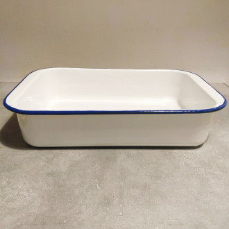 White enamel baking dish
