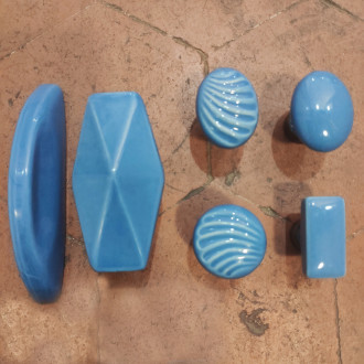 Azure blue porcelain door & cabinet knobs
