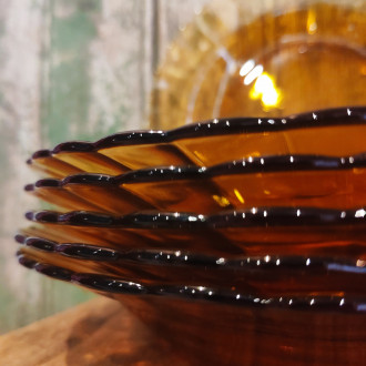 6 amber soup plates Duralex