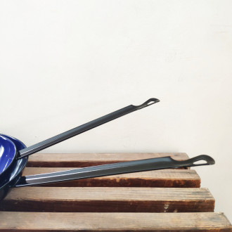 Black and blue enamel stove