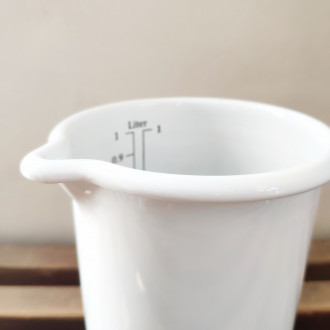 White enamel measuring jug