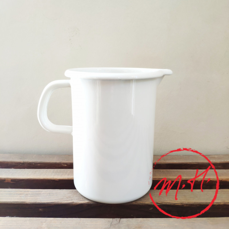 White enamel measuring jug