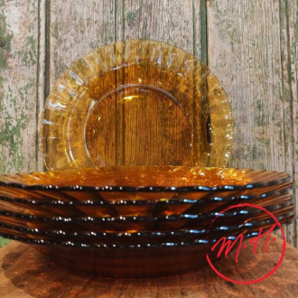 6 amber soup plates Duralex