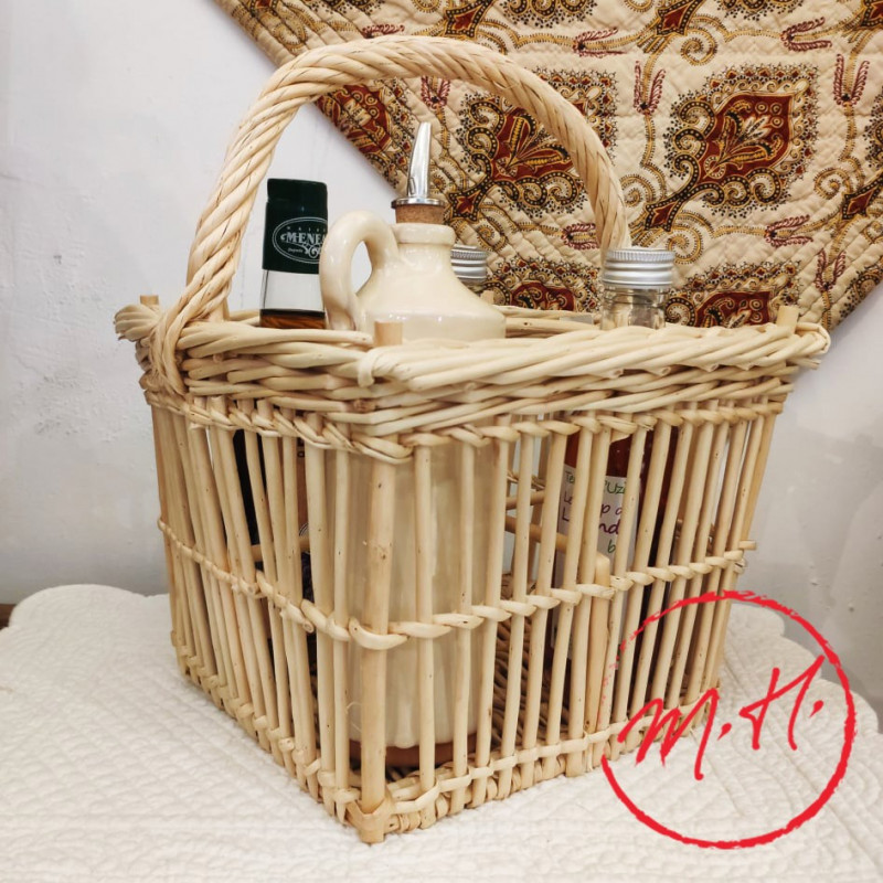 Porte-bouteilles en osier noisette