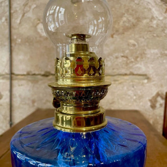 Toupie lamp blue glass polished brass