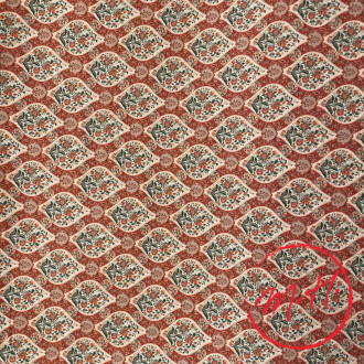 Tissu au mètre toile de Jouy rouge