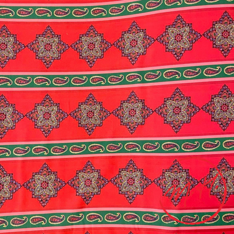 Tissu au mètre toile de Jouy rouge