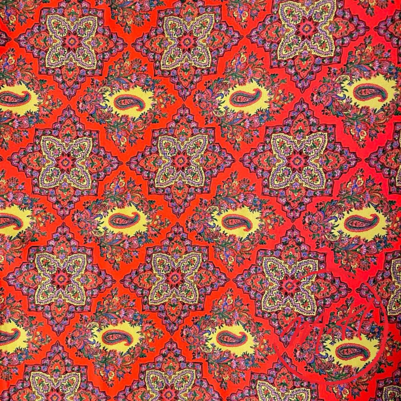 Tissu au mètre toile de Jouy rouge