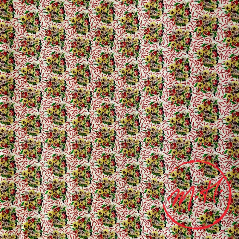 Tissu au mètre toile de Jouy rouge