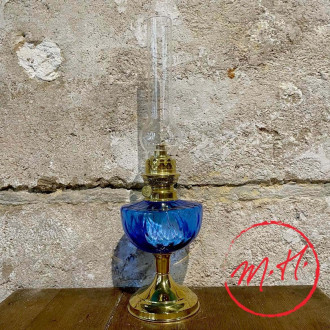 Toupie lamp blue glass polished brass