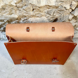Porte-documents cuir camel