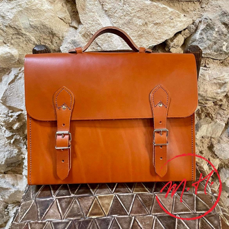 Porte-documents cuir camel