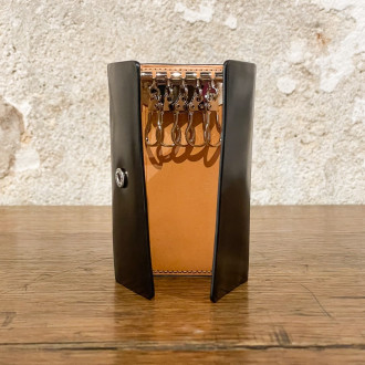 Black leather key case