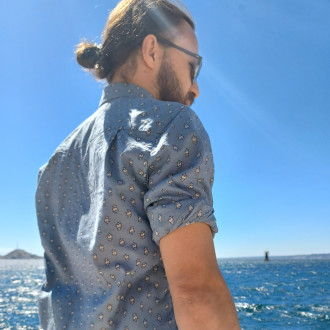 Chemise homme mosca bleu glacier