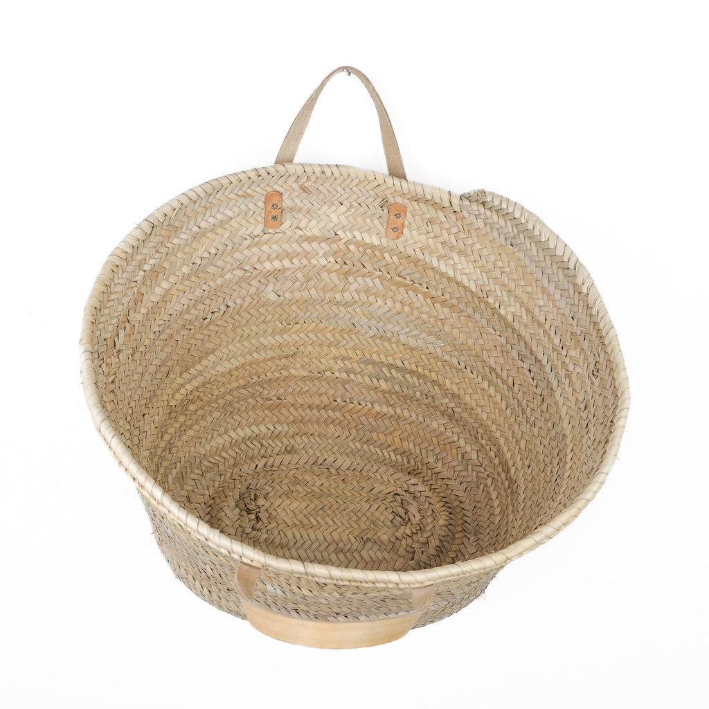 Panier avec anses en cuir