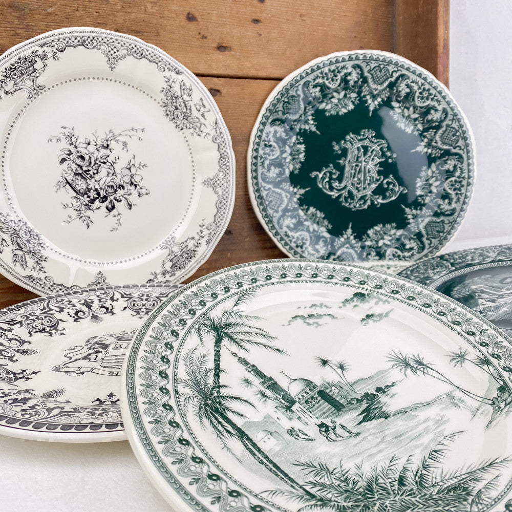 6 assiettes à dessert dépareillées vertes - Gien