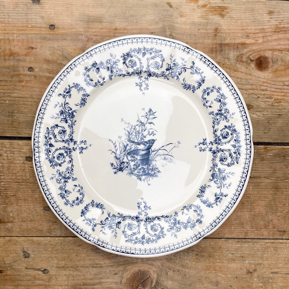 6 assiettes plates dépareillées bleues - Gien